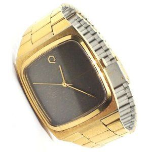 Lovely Vintage 1981 Q Timex Gold Plated Quartz Men's Watch 1980's - New Battery